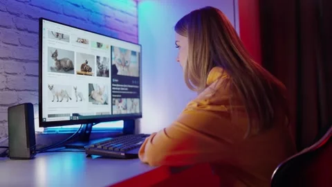 Young woman using computer Stock Footage 135109452