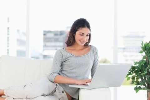 Young woman using a computer 写真素材