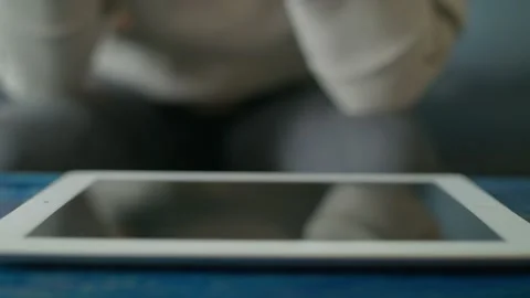 Young Woman Using Digital Tablet Ipad Computer In Cafe Stock Footage 97581232