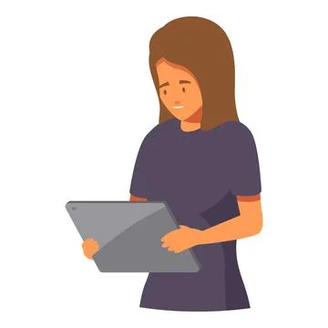 Young woman using digital tablet, browsing internet, modern technology concept Illustrazione stock