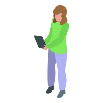 Young woman using digital tablet, modern technology and communication Stock Illustration