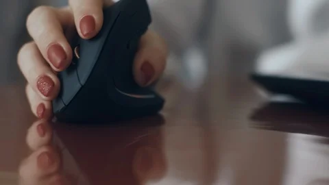 Young Woman Using Ergonomic Mouse Stock Footage 101602595