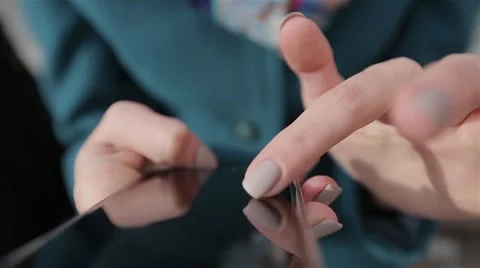 Young woman using her touch screen mobile cell phone Stock Footage 68925664
