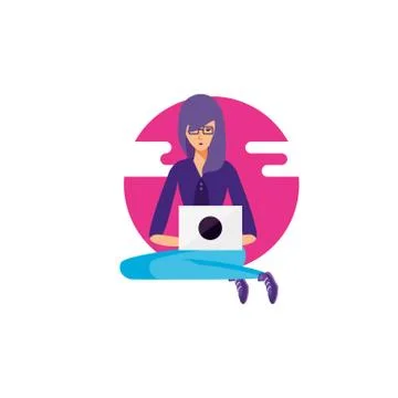 Young woman using laptop computer Stock Illustration