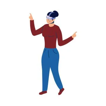 Young woman using reality virtual tech 스톡 일러스트