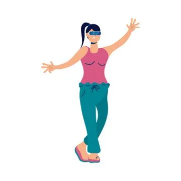 Young woman using reality virtual tech 스톡 일러스트