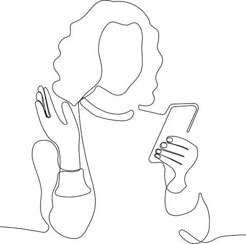 Young woman using smartphone to communicate Stock Illustration