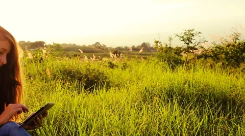 Young Woman Using Tablet Computer Touchscreen. Stock Footage 56025789
