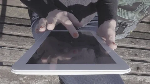 Young woman using tablet Stock Footage 74340941