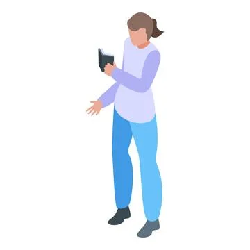 Young woman using tablet isometric illustration Illustrazione stock