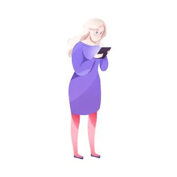 Young Woman Using Tablet PC as Mobile Device Vector Illustration Stock Illustration