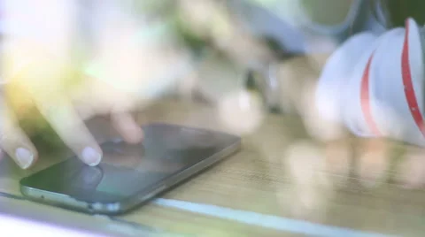 Young woman using touchscreen mobile phone. Stock Footage 52533393