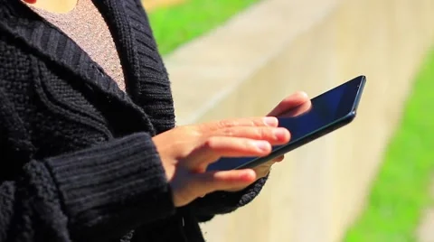 Young woman using touchscreen tablet. Stock Footage 46314090