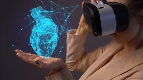 Young woman using a virtual reality headset Video stock 105375648