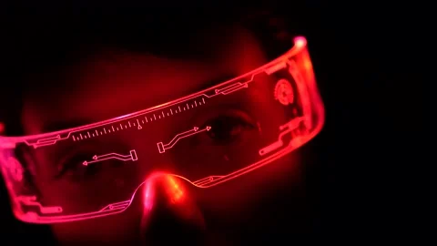 Young woman is using virtual reality glasses. Stock Footage 232293750