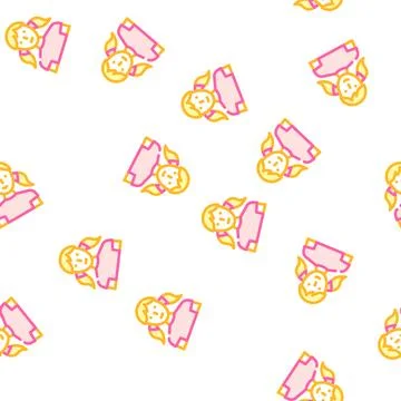 Young woman vector seamless pattern Stock Illustration