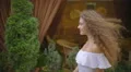 The young woman walk along the restaurant terrace. Slow motion. Wide angle 4k or 4k+ Resolution