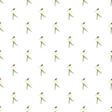 Young woman walking repeating pattern seamless background Stock Illustration