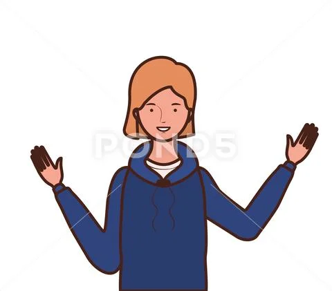 Young woman on white background Stock Illustration