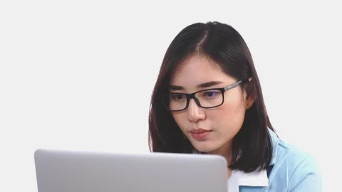Young woman working with computer Stock Footage 101812083