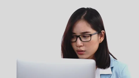 Young woman working with computer Stock Footage 102648671