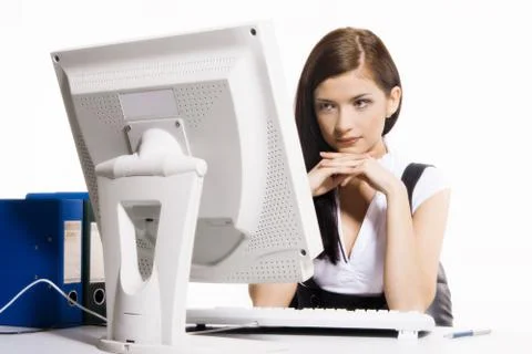 Young woman working with computer Foto stock