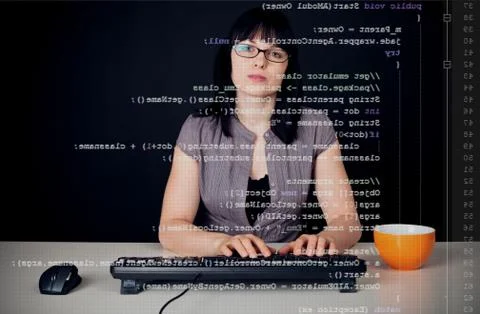Young Woman Writing A Java Program Stock Photos