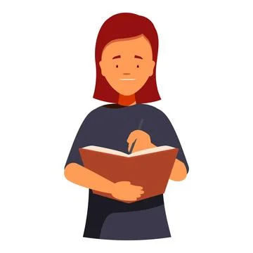 Young woman writing notes in notebook with pen イラスト素材