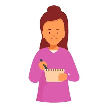 Young woman writing notes on notepad taking down important information Stock Illustration