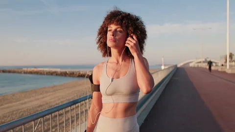 Young Woman's Beach Workout Stock Footage 305339722
