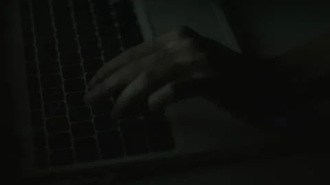 Young Woman's Hands Typing On Laptop Late at Night 4K Stock Footage 219681726