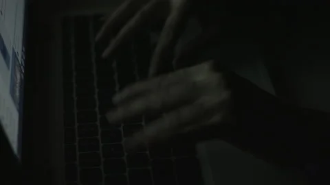 Young Woman's Hands Typing On Laptop Late at Night 4K Stock Footage 219681739