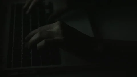 Young Woman's Hands Typing On Laptop Late at Night 4K Stock Footage 219682047