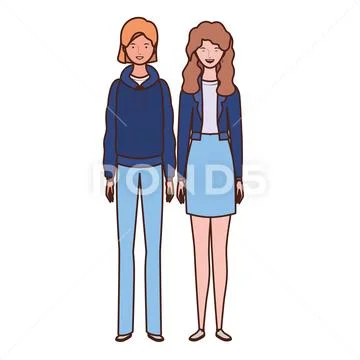 Young women standing on white background Stock Illustration