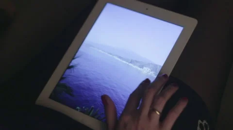 Young Women With Tablet Computer Sitting Hd Video stock 46808268