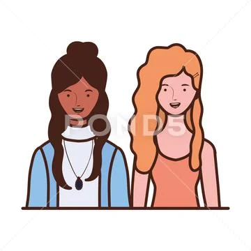 Young women on white background Stock Illustration
