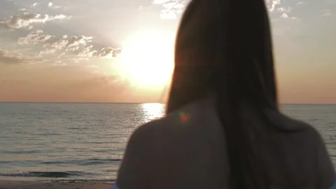 Young woomen on the beach Stock Footage 208659257