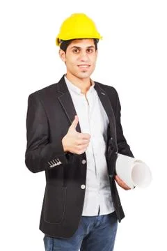Young worker with an architectural drawing Stock Photos
