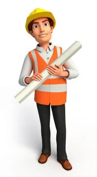 Young worker with chart paper Stock Illustration