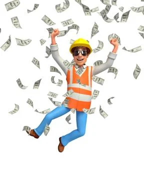 Young worker with dollars Stock Illustration