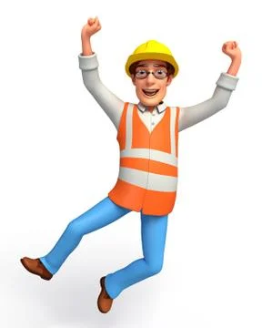 Young worker is jumping Stock Illustration
