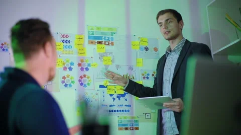 The young worker presents the done work Stock Footage 62550014