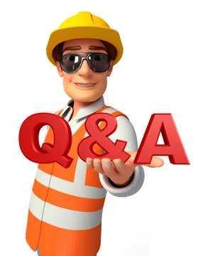 Young worker with q &amp; a sign Stock Illustration