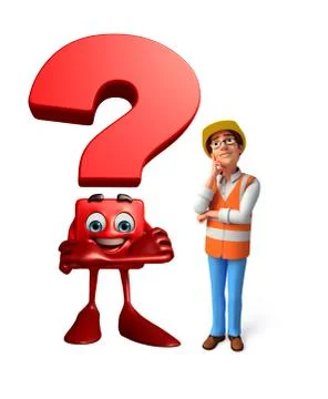 Young worker with question mark Stock Illustration