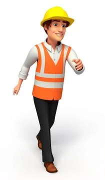 Young worker is running Stock Illustration