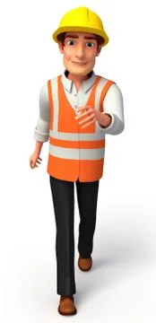 Young worker is running Stock Illustration