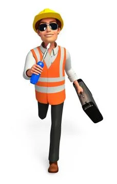 Young worker with screwdriver and bag Stock Illustration