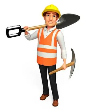 Young worker with spade Stock Illustration