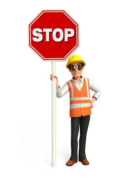 Young worker with stop sign Stock Illustration