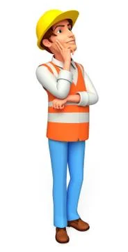 Young worker is thinking Stock Illustration